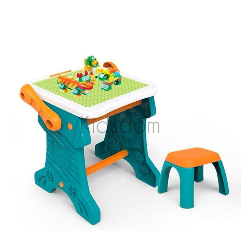 2-in-1 Learning Table – Building Block Table & Drawing Easel for Kids