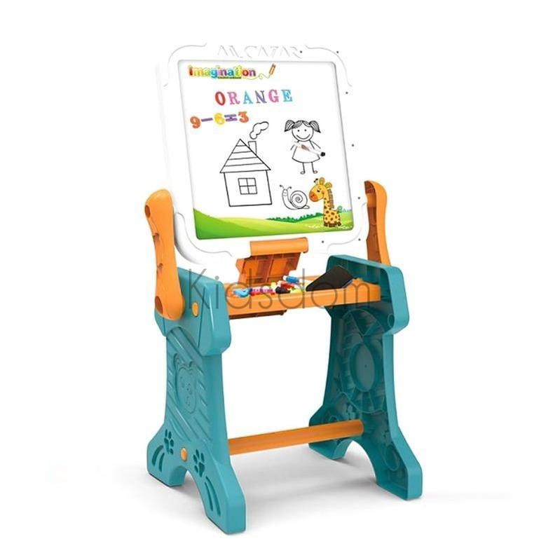 2-in-1 Learning Table – Building Block Table & Drawing Easel for Kids