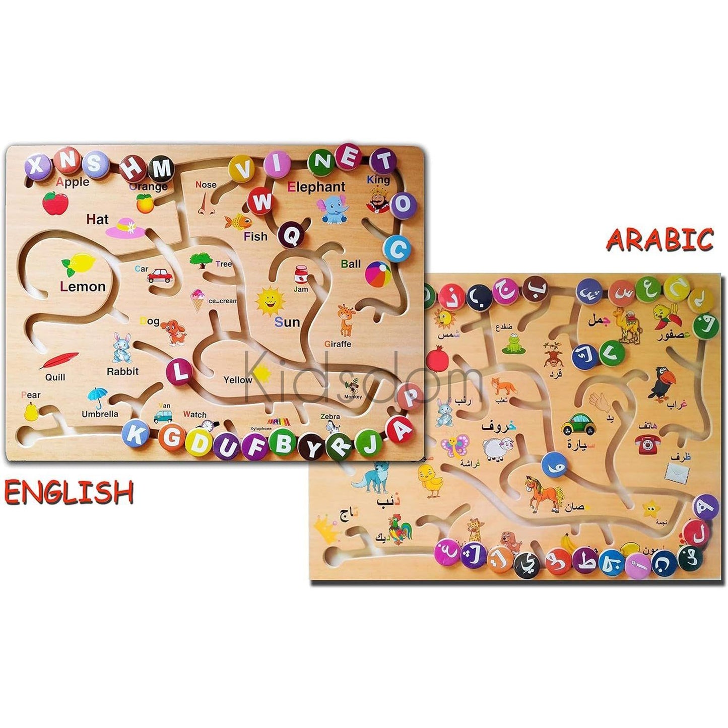 Alphabet Maze Puzzle – English or Arabic Version