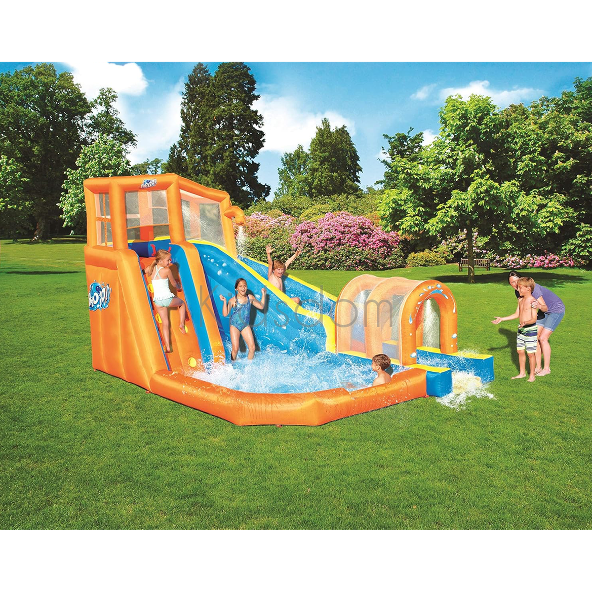 Bestway H2OGO! Hurricane Inflatable Mega Bouncy Castle Water Park for Kids with Water Slide, Climbing Wall and Pool Area