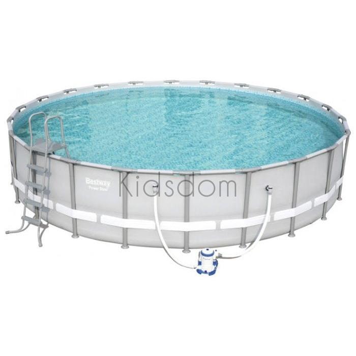 Bestway Power Steel™ Silver Round Set Pool – 6.71m x 1.32m | Above Ground Family Pool
