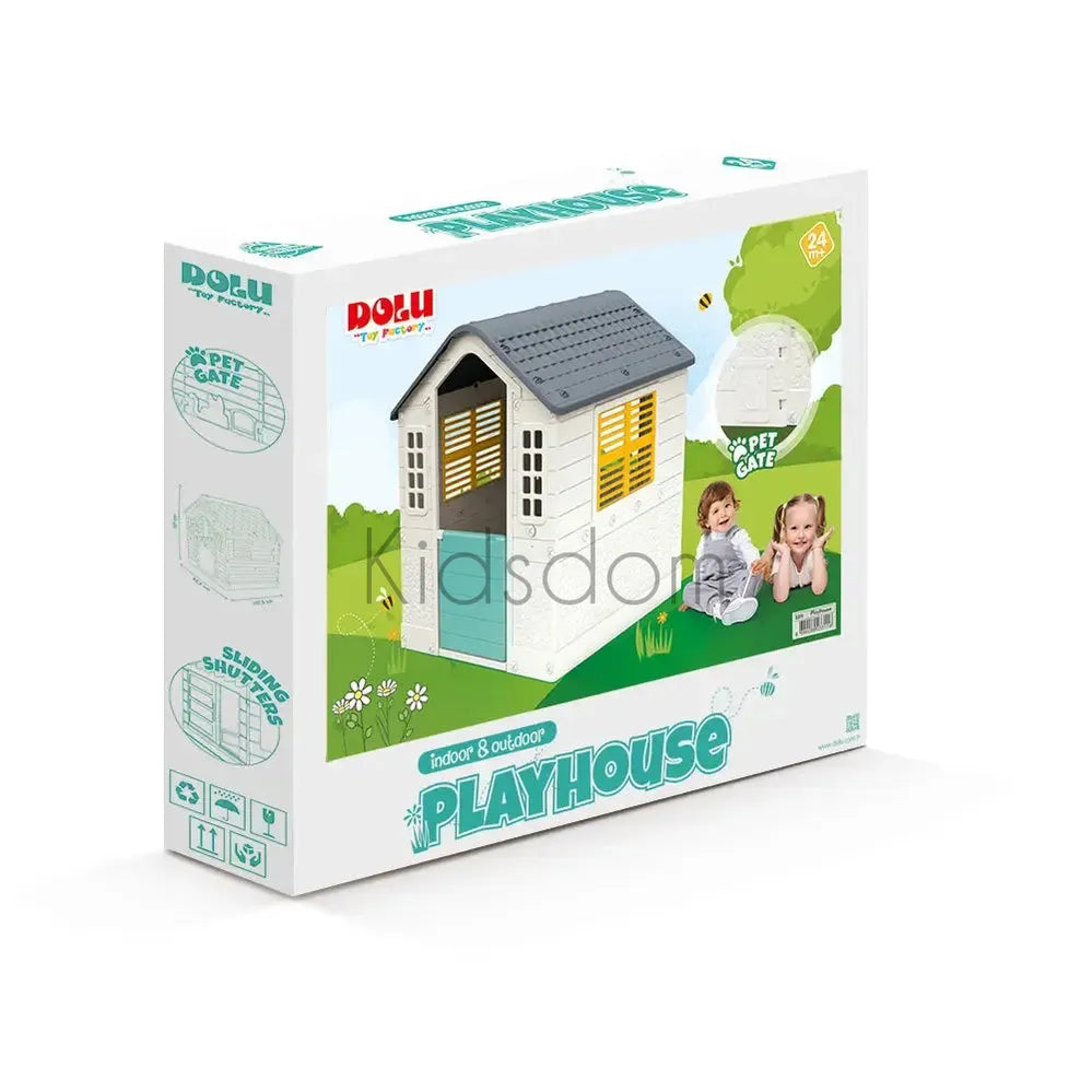 Dolu Indoor & Outdoor Playhouse – Tall Design with Pet Gate and Shutters