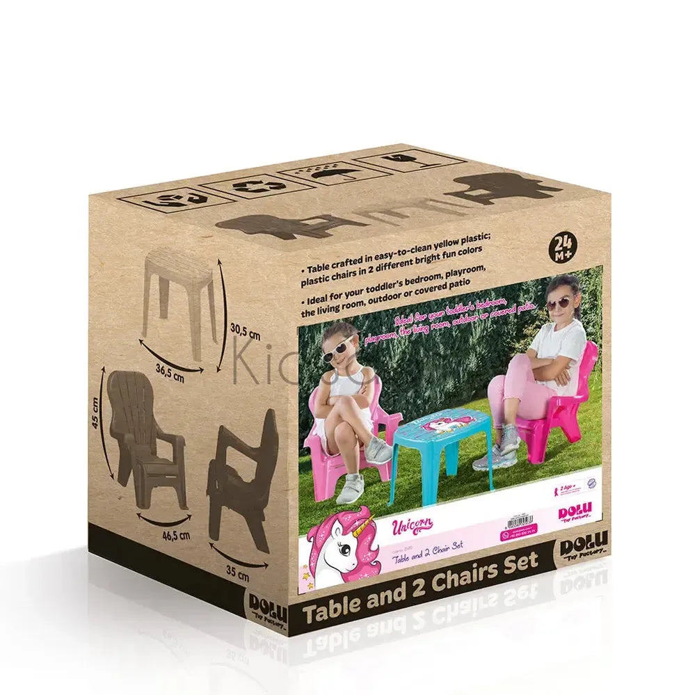Dolu Unicorn Table and 2 Chairs Set β Kids' Indoor & Outdoor Furniture