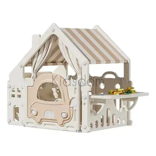 Fantasy Tent Playhouse for Kids – With Storage Rack, Car Door, and 60 Building Blocks