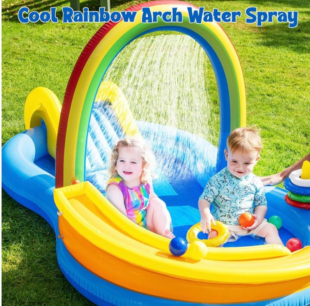 Rainbow Spray Inflatable Play Pool