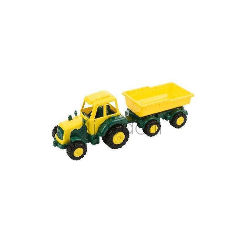 Green & Yellow Farm Tractor Toy with Detachable Trailer
