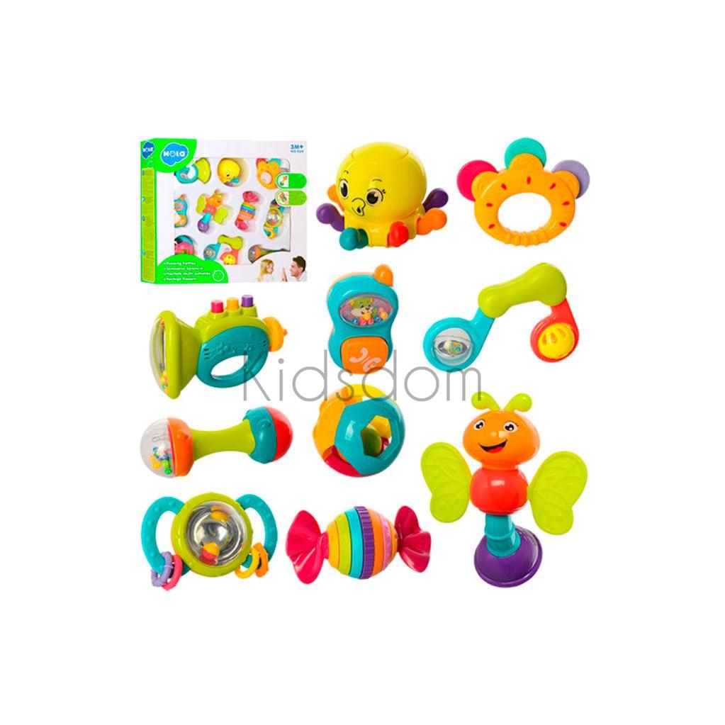 Hola Baby Rattles & Teethers Set – 10-Piece Sensory Toy Collection
