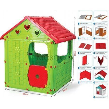 Kids Plastic Playhouse – Indoor Outdoor Pretend Play House with Door & Windows