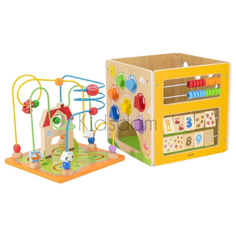 VIGA 5-in-1 Wooden Activity Cube