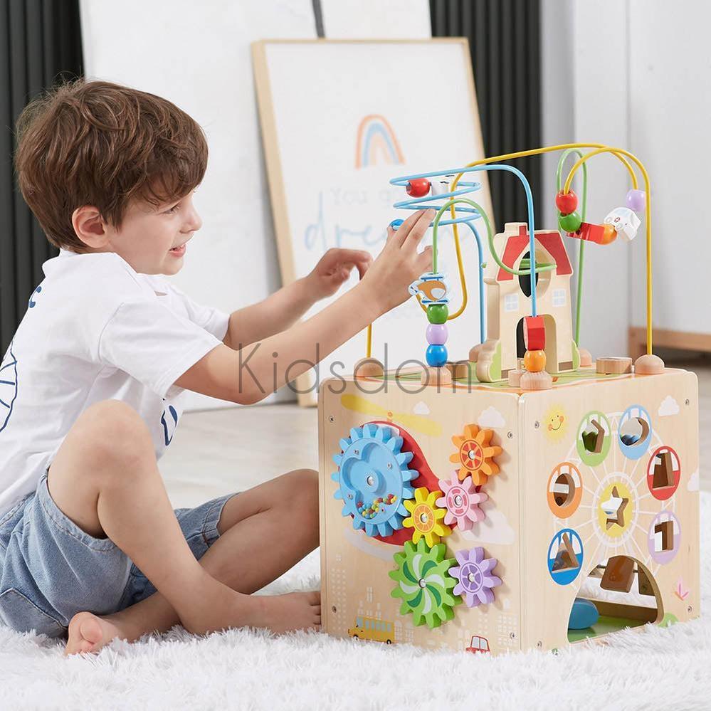 VIGA 5-in-1 Wooden Activity Cube