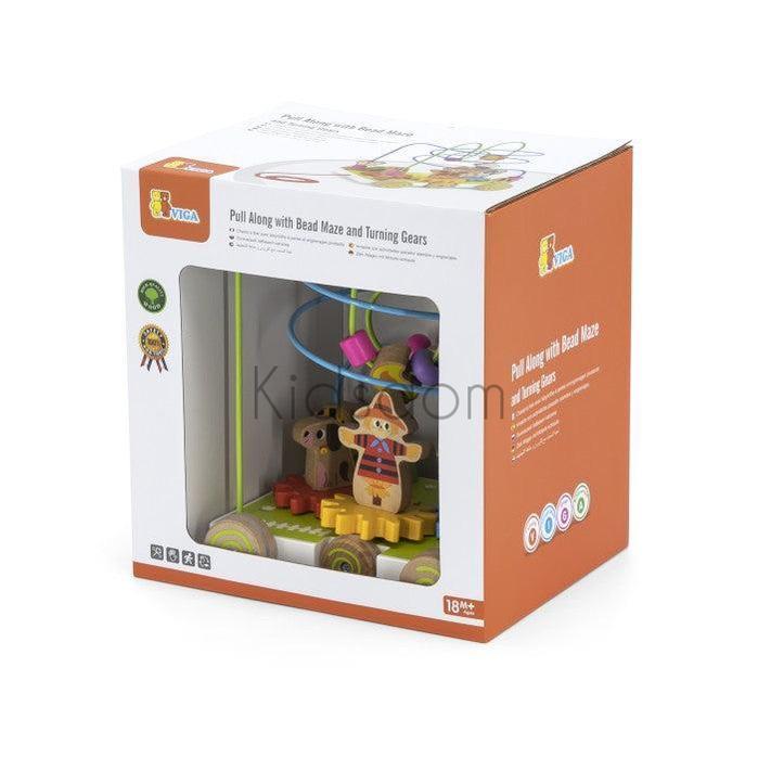 Viga Pull Along Toy with Bead Maze and Turning Gears