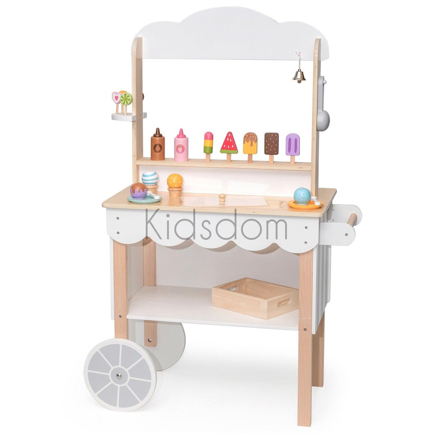Viga Wooden Ice Cream Cart – Pretend Play Dessert Stand