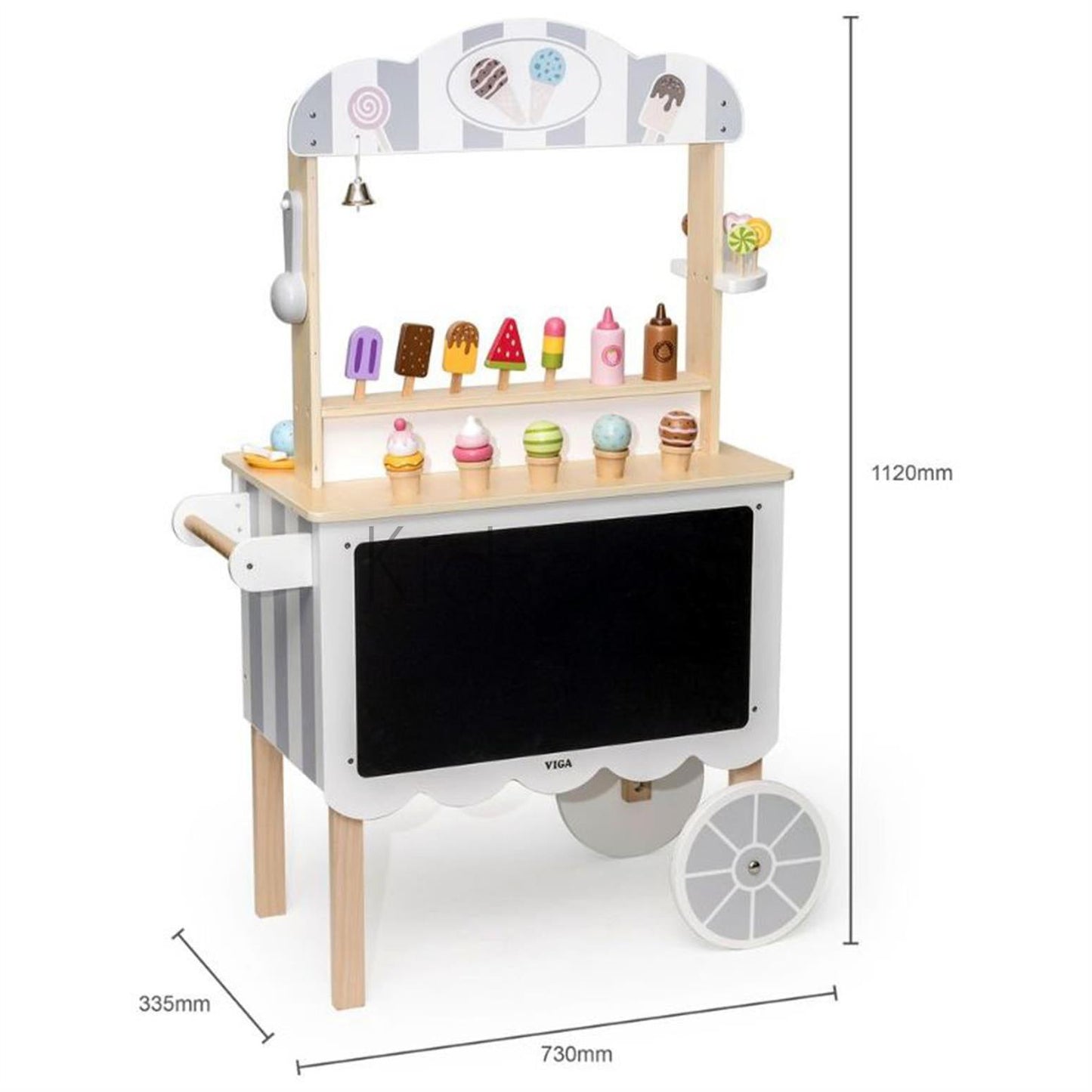 Viga Wooden Ice Cream Cart – Pretend Play Dessert Stand