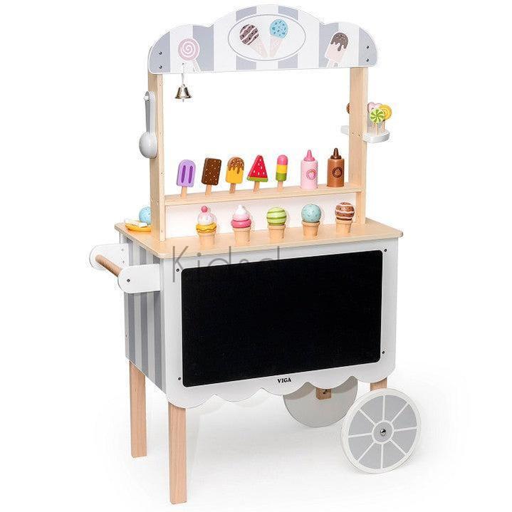 Viga Wooden Ice Cream Cart – Pretend Play Dessert Stand
