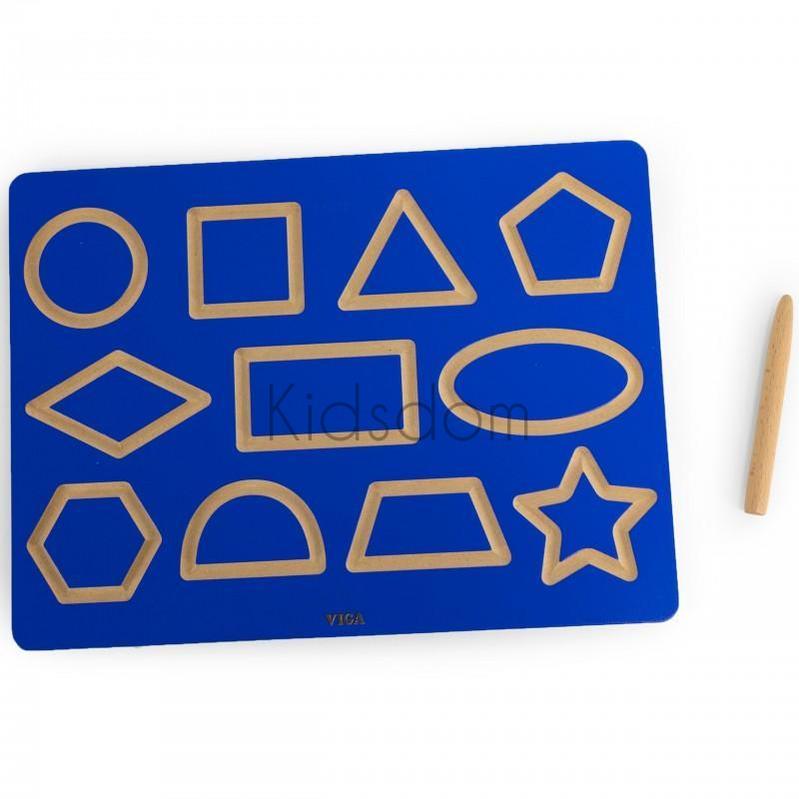 Viga Wooden Shape Tracing Board – Geometric Pre-Writing Practice