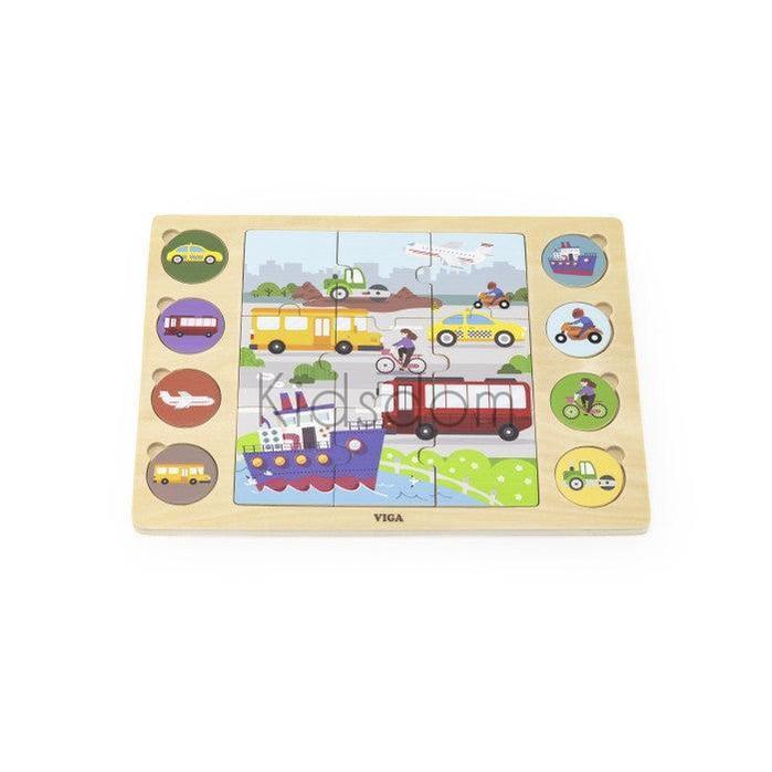 Viga Wooden Transport Scene Puzzle – Matching & Visual Discrimination Toy