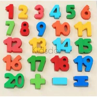 Wooden Number Puzzle Set – Numbers 1–20 with Math Symbols