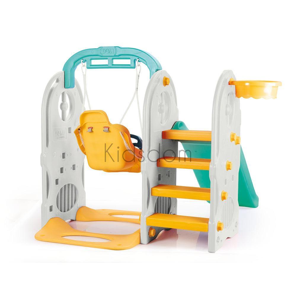 3-in-1 Slide & Swing Playset with Basketball Hoop – 123 x 156 x 170 cm