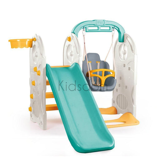 3-in-1 Slide & Swing Playset with Basketball Hoop – 123 x 156 x 170 cm
