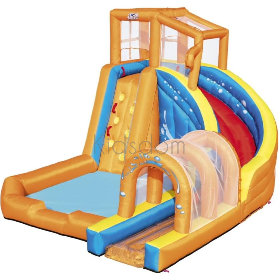 Bestway H2OGO! Hurricane Inflatable Mega Bouncy Castle Water Park for Kids with Water Slide, Climbing Wall and Pool Area