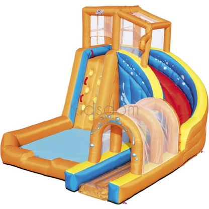 Bestway H2OGO! Hurricane Inflatable Mega Bouncy Castle Water Park for Kids with Water Slide, Climbing Wall and Pool Area