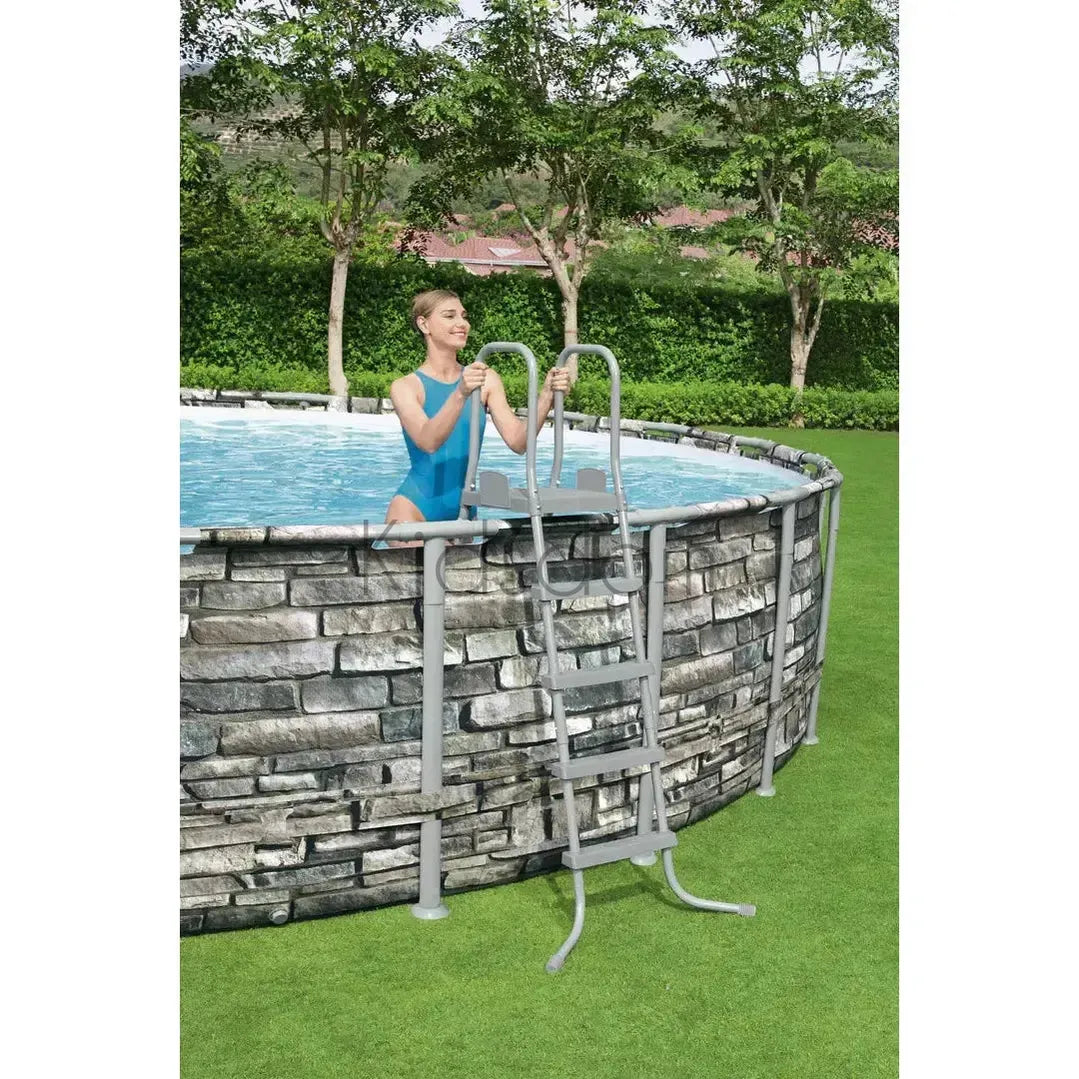 Bestway Power Steel™ Above Ground Pool – 6.10m x 1.32m – Stone Wall Finish
