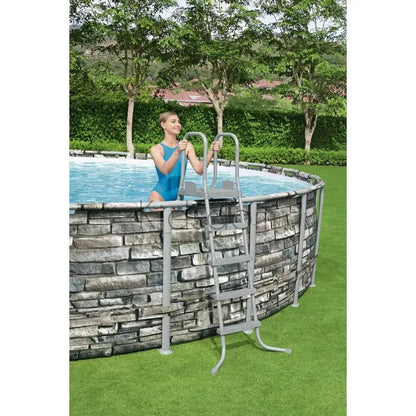 Bestway Power Steel™ Above Ground Pool – 6.10m x 1.32m – Stone Wall Finish