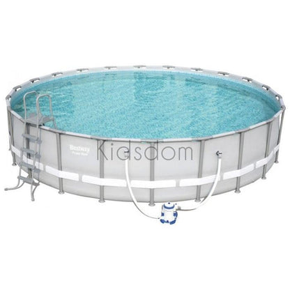 Bestway Power Steel™ Silver Round Set Pool – 6.71m x 1.32m | Above Ground Family Pool