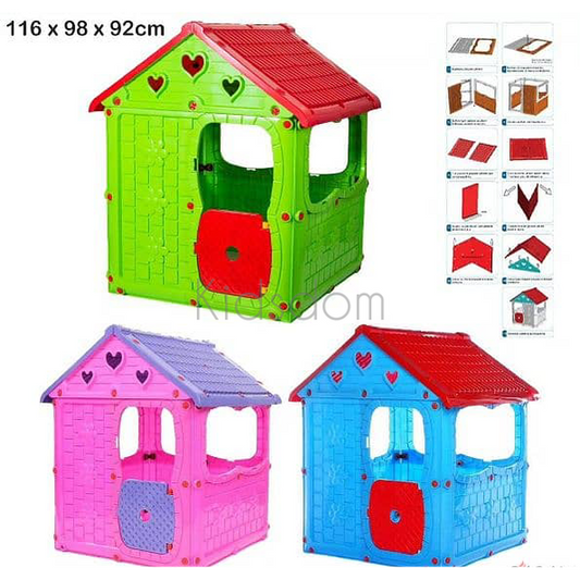 Kids Plastic Playhouse – Indoor Outdoor Pretend Play House with Door & Windows