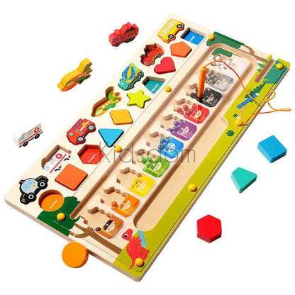 Montessori Magnetic Color Sorting & Shape Matching Board – Wooden Educational Toy