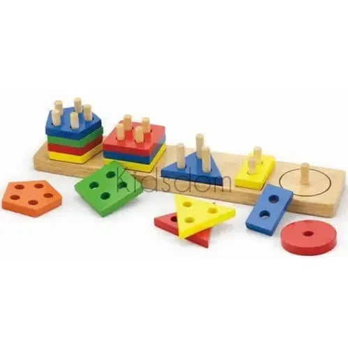 Wooden Geometric Block Sorter – Shape and Color Learning Toy