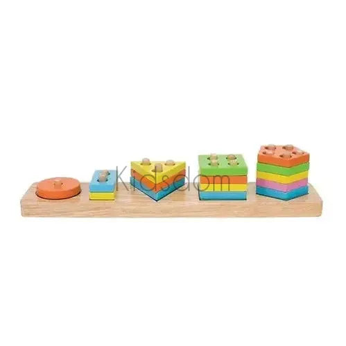 Wooden Geometric Block Sorter – Shape and Color Learning Toy